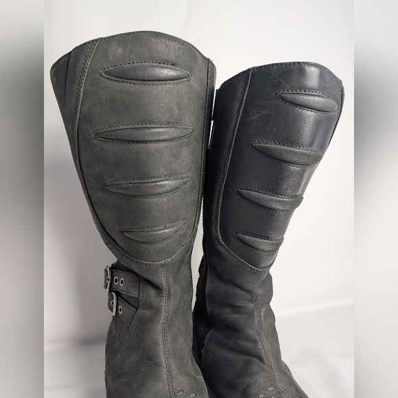 ICON Leather Women Riding Boots Black Color Biker Moto Size 9 US YKK Zippers - Picture 4 of 16